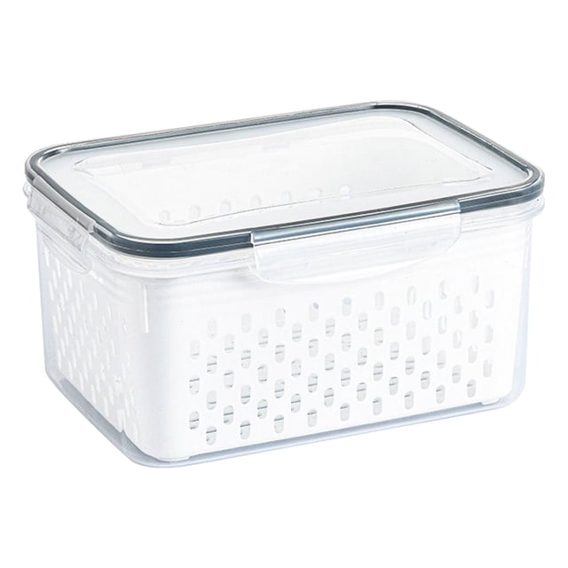EGNMCR Storage Bins, Storage Containers 4 In 1 Food Storage Container Produce Containers For Fridge Household Transparent Plastic Food Storage Box-Including Basket Refrigerator Freshness