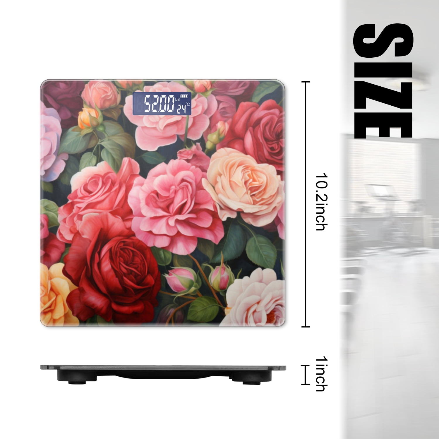 Bathroom Scale, Highly Accurate Digital Body Scale,Precisely Measures Weight up to 400 lbs-Detailed Oil Painting Of Array Of Roses