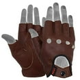 thumbnail image 4 of Mens Driving Gloves Basic Soft Goat Leather Fingerless Breathable Biker Motorcycle Riding Cycling Shooting Button Glove Half Finger, Brown (X-Large), 4 of 6