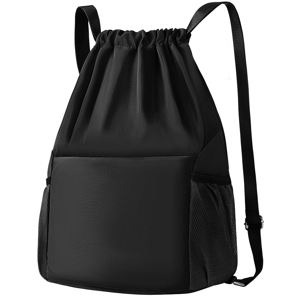 Drawstring Backpack with Wet Pocket Sport Gym String Bag Sackpack Water Resistant Nylon for Women Men Children 