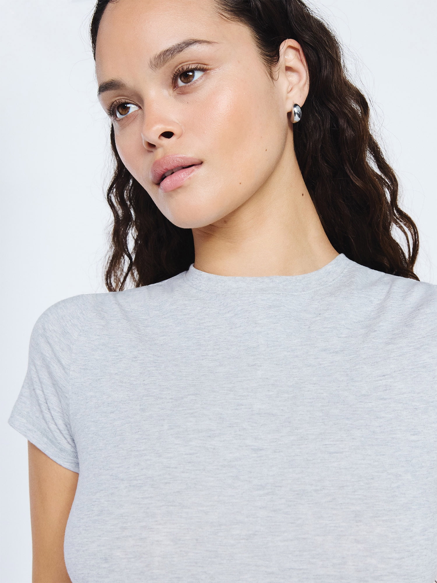 Scoop Women’s Stretch Cotton Blend Baby Tee with Short Sleeves, Sizes XS-XXL
