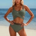 thumbnail image 3 of RUTAYY Women's Bikini Sets 2 Piece Swimwear Crisscross Tankini Tops with High Waisted Bottoms Fashion Beach Swimsuit, 3 of 7