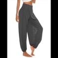 thumbnail image 3 of Pantalones Harén con Abertura Alta para Mujer, Pantalones Harén Hippies. Gris Oscuro XXXL, 3 of 7