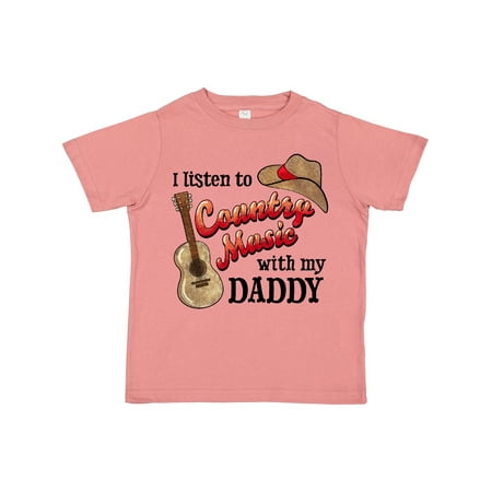 

Inktastic I Listen to Country Music with My Daddy Guitar and Hat Gift Toddler Boy or Toddler Girl T-Shirt
