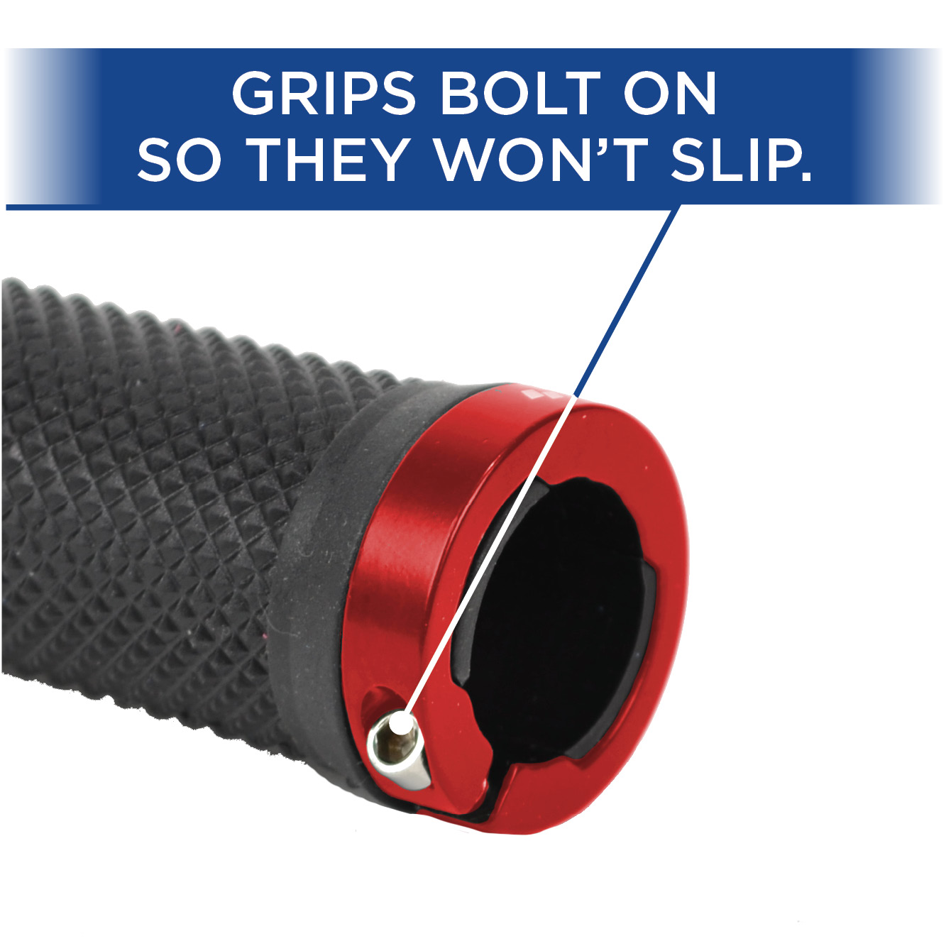 Snafu Lock on Mountain Bike Grips (No Slip, Red)