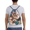 thumbnail image 2 of Kdxio Playful Cat Print Drawstring Backpack Bag,Waterproof Draw String Back Sack, Gym Drawstring Bags Swim Bag For Unisex, 2 of 9