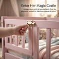 thumbnail image 6 of UHOMEPRO Twin Floor Bed with Fence and Door, Montessori Floor Bed for Kids, Toddler Bed Frame with Safety Guardrails and Slats, Wood Floor Bed Frame Twin Size, No Box Spring Needed, Pink, 6 of 12