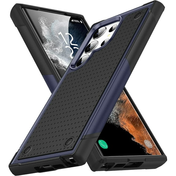 Designed for Samsung Galaxy S23 Ultra Case 2 in 1 Gift Militay Grade Drop Protective Rugged Heavy Duty Cover Shockproof Case for Galaxy S23 Ultra Phone Case for women men boy girl (Blue Black)