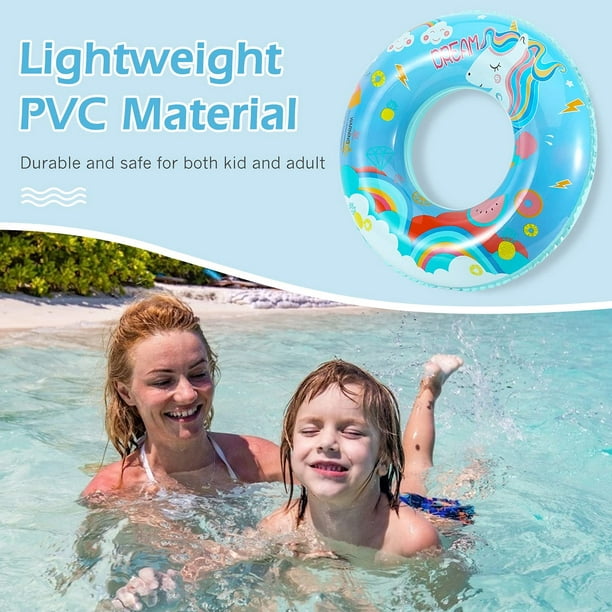 Cododia Inflatable Pool Floats For Kids, 2 Pack Swim Rings Durable Pvc Swimming Tube Water Fun Tube Summer Pool Float Ring Donut Cartoon Painting Beac