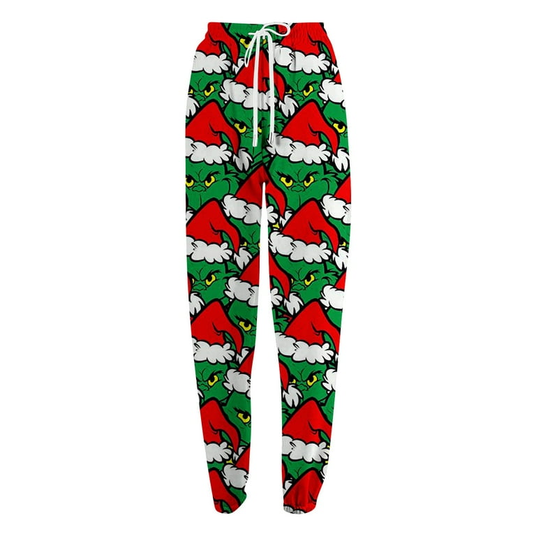 Grinch Christmas Lightweight Sweatpants Fitness Grinch Trousers Grinch  Printed Loose Running Casual Large Size Sweatpants for Adult 