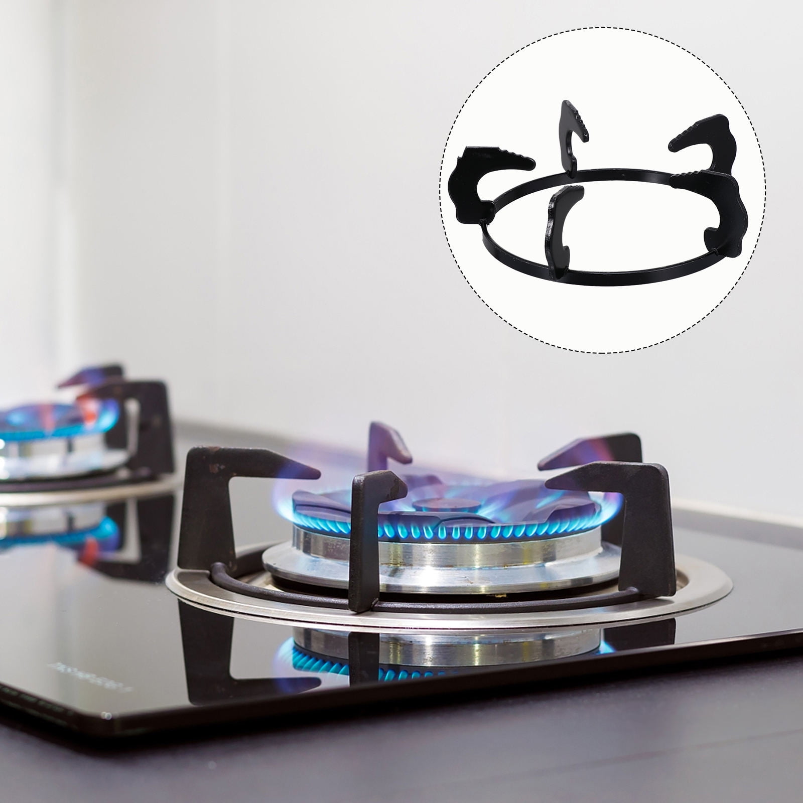 SEWOART 2Pcs Gas Stove Brackets Black Kitchen Stove Accessories with Beveling Stair Design