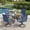 Blue Fabric-Black Table, variant on DIFY 7PCS Patio Dining Furniture Set, 50" Round Slatted Table and 6 Swivel Textilene Chairs