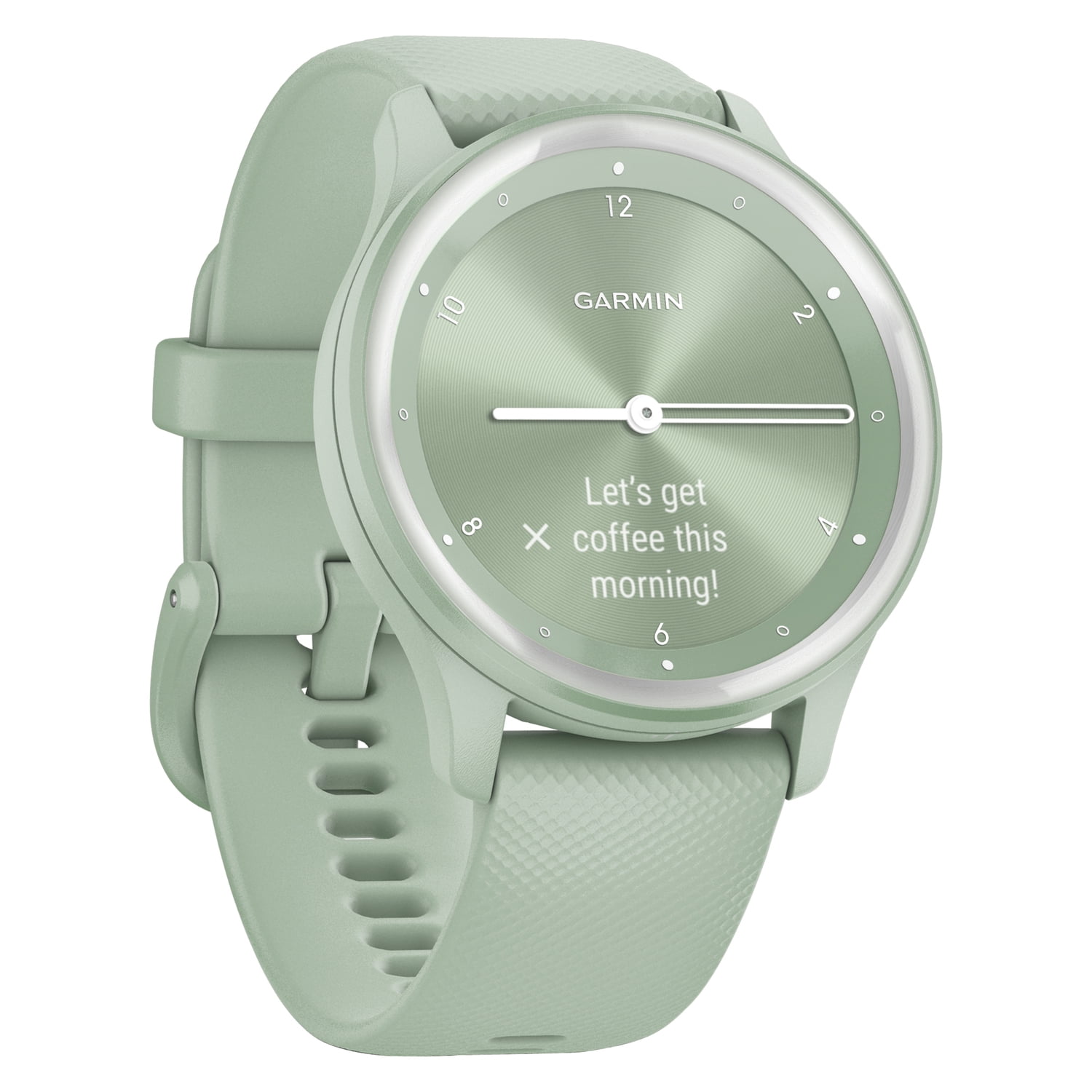 Garmin vivomove Style Silver Fitness Watch with Moss Silicone Band  010-02240-01