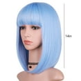 thumbnail image 3 of YSGFHGJW Wigs for Black Women,Cut Bob Wigs With Bangs 14 Inch Shoulder Length Straight Synthetic Hair Wigs Daily Costume Wig For Black Women Hair Replacement Wigs,Blue, 3 of 6
