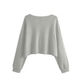 thumbnail image 5 of XRoczxe Women’s V‑Neck Long Sleeve Waffle Knit Crop Top, Casual Solid‑Color Loose Cropped Pullover Shirt, 5 of 9