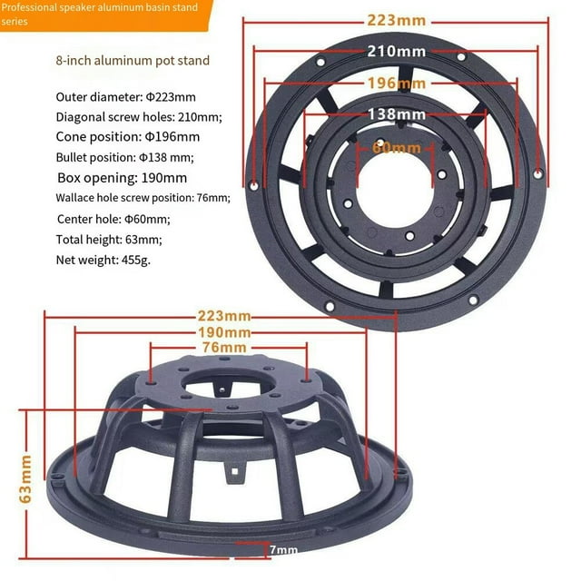 Pour Durable3 4 5 6.5 Panier Subwoofer en Aluminium 8 Pouces - Idéal pour Réparations DIY!