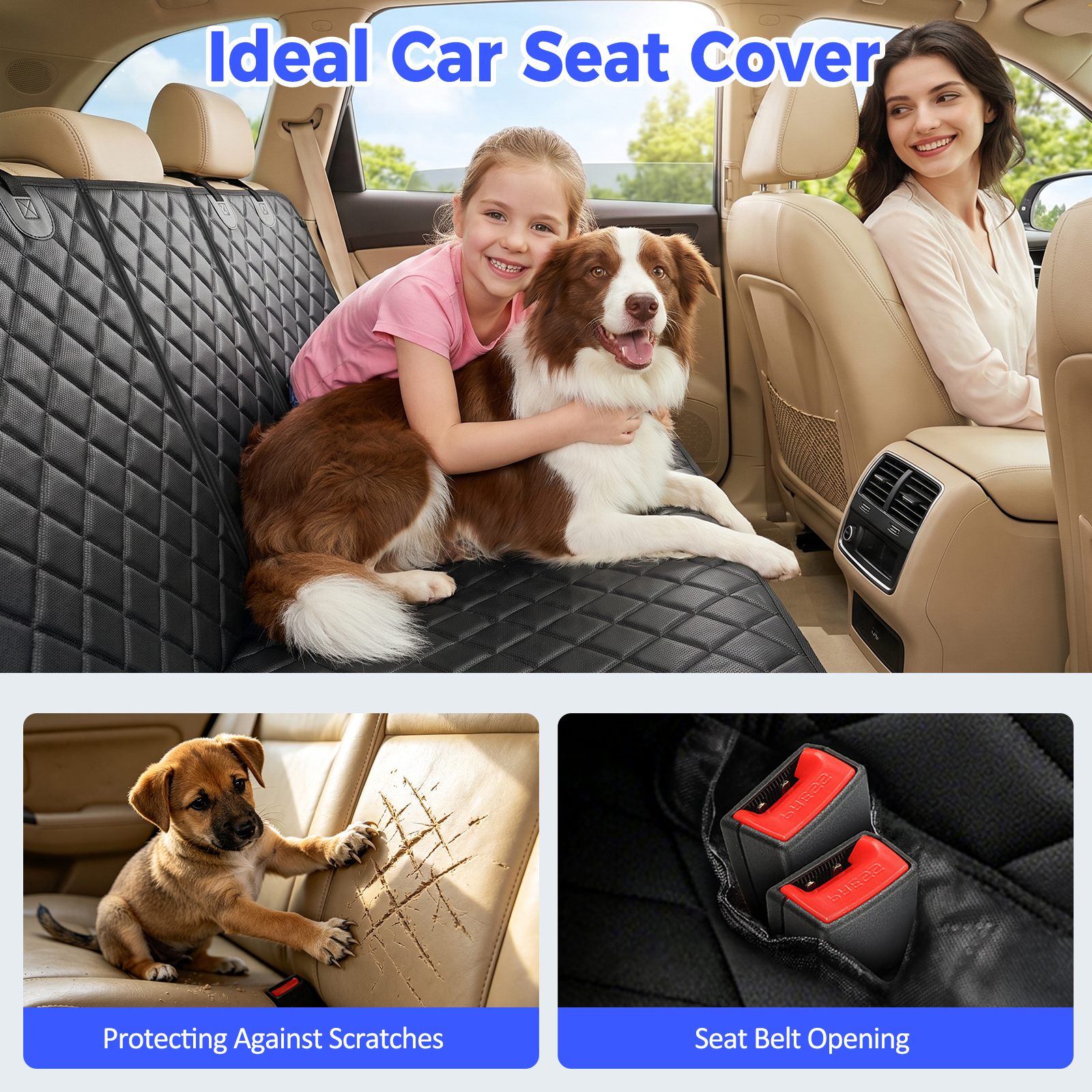 Cornmi Dog Car Seat Cover, Waterproof Back Seat Protector, Black photo 5