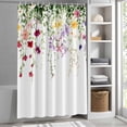 thumbnail image 3 of Spring Floral Leaves Fabric Shower Curtain Colorful Plant Washable Shower Curtains for Bathroom, Waterproof Bath Curtain with Hooks Home Decor 72x84in, 3 of 8