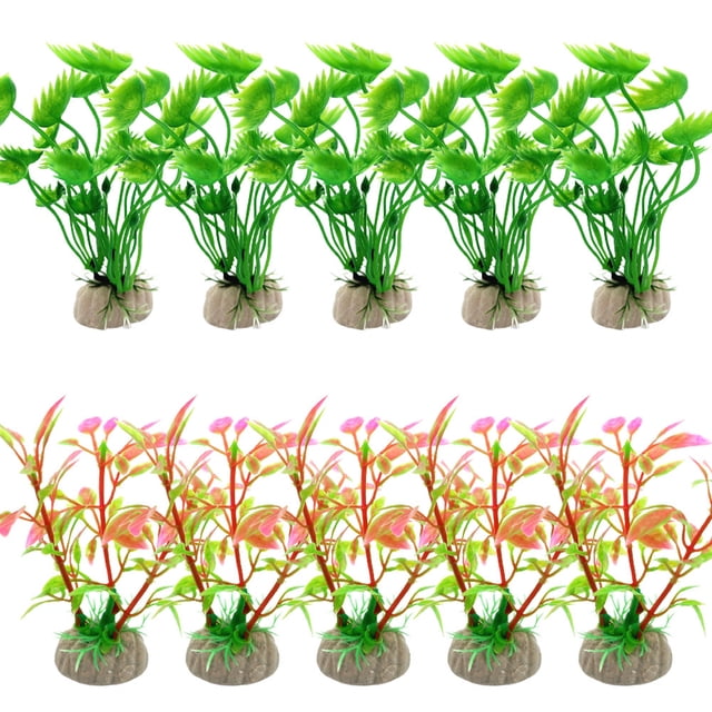 Se utiliza para decoración de peceras, 10 piezas de plantas altas de plástico, plantas de acuario.