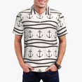 thumbnail image 3 of Balery Anchors and Ropes Printed Men’s Short Sleeve Polo Shirt, Midweight Men's Shirt,Golf Polo shirts -Large, 3 of 9