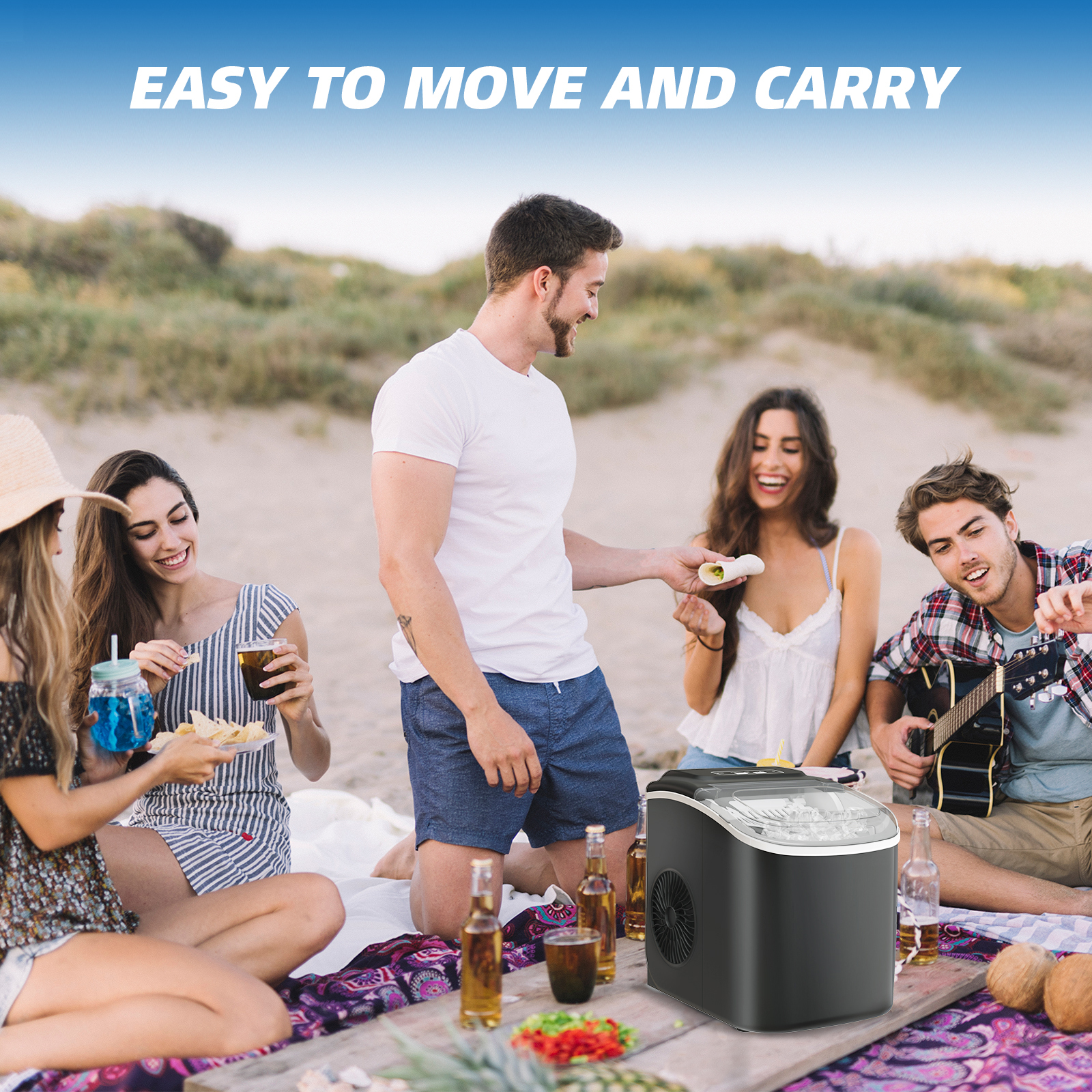 Dimedeal  26 lbs/24H Ice Maker, 9 Bullet Ice in 6 Min, Auto-Cleaning, Countertop Ice Machine
