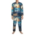 thumbnail image 3 of Picia Ocean View Bedroom Pattern Men’s Long-Sleeve Sleepwear Set - Soft 2-Piece Loungewear with Pockets, Comfy PJs for Relaxing Nights-X-Large, 3 of 7