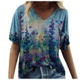 thumbnail image 1 of Birdeem Mode Femme Blouse à Manches Courtes Imprimée Col en V T-Shirt d'Été, 1 of 5