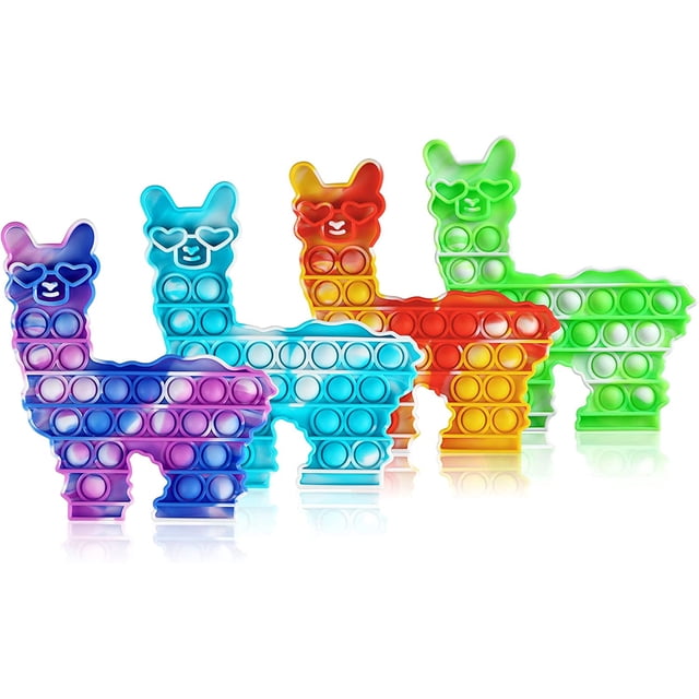 Juguetes sensoriales Push Bubble Toy Llama Pop Fidget, 4 paquetes