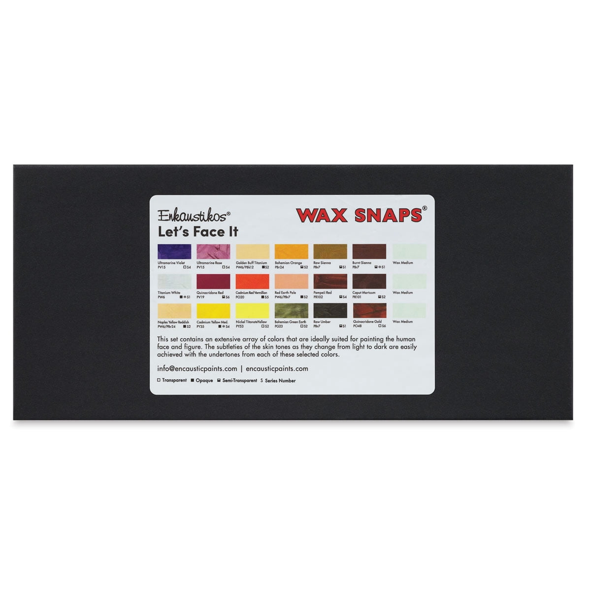 Enkaustikos Wax Snaps Encaustic Paints - Set of 21, Let's Face It Colors, 13 ml