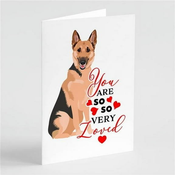 German Shepherd Black and Tan #1 so Loved Greeting Cards and Envelopes Pack of 8 7 in x 5 in