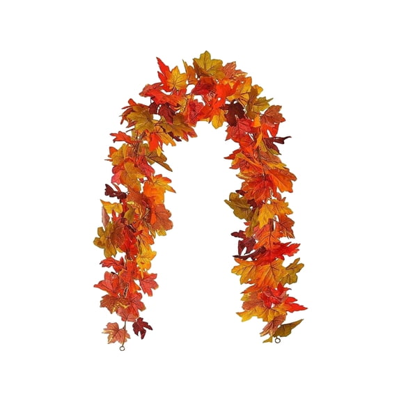 68.9 Inch Artificial Hanging Leaves, Halloween Garland Fall Leaf Garland, Maple Leaf Autumn Garland For Mantle Table Decorations For Home Front Door Outdoor Indoor Thanksgiving Fall Autumn Decor