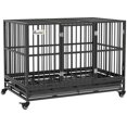 thumbnail image 2 of GVN Dog House, Dog Shelter,Dog Crate,48" Dog Crate Metal Cage Kennel with Double Door and Removable Tray, Gray, 2 of 2