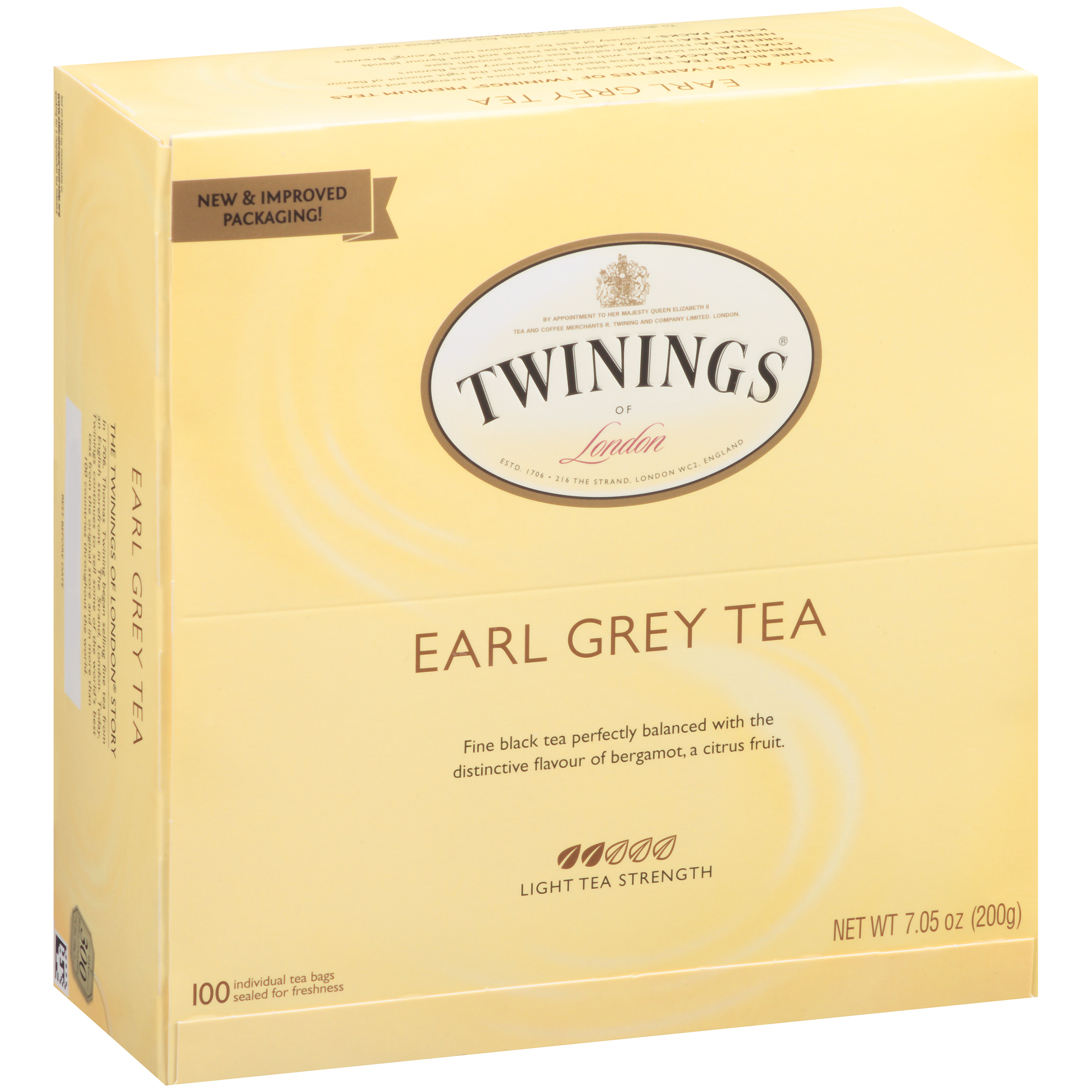 Twinings of London Earl Grey Tea 100Count Bags Single Pack