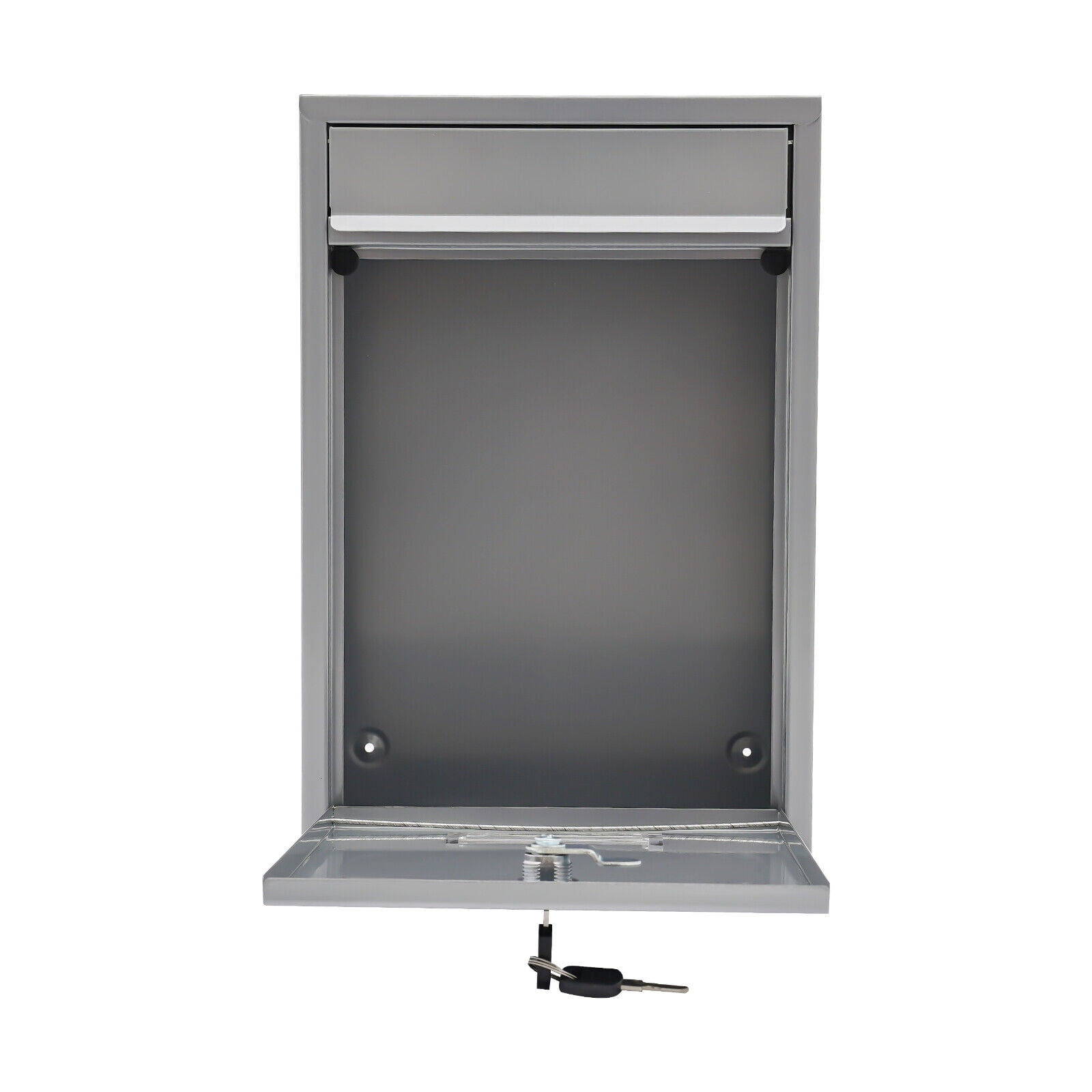 Locking Drop Box  Indoor&Outdoor 8.46*3.35*12.6in Modern Silver Wall-Mount Mailbox, Metal Mailbox with Key Lock