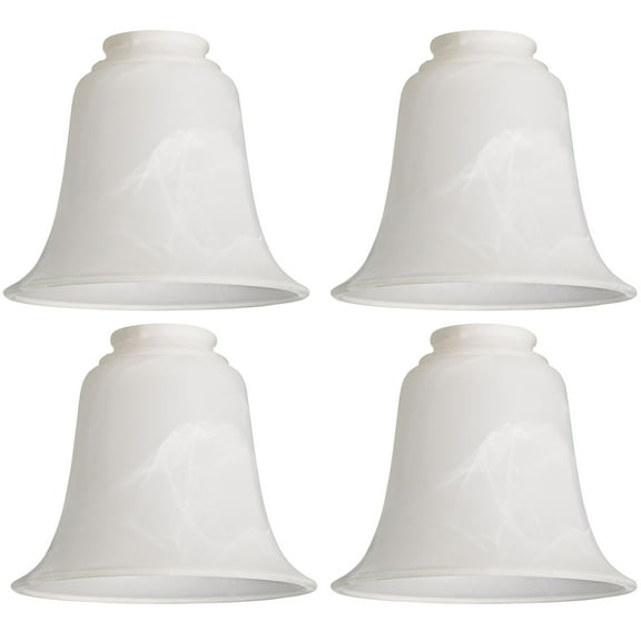Marbleized Glass Bell Shade 2 1/4" Fitter for Ceiling Fan Light Kit Set of 4