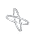 thumbnail image 4 of White CZ Criss Cross Eternity Engagement Ring Sterling Silver Band 925 Jewelry Female Size 6, 4 of 4