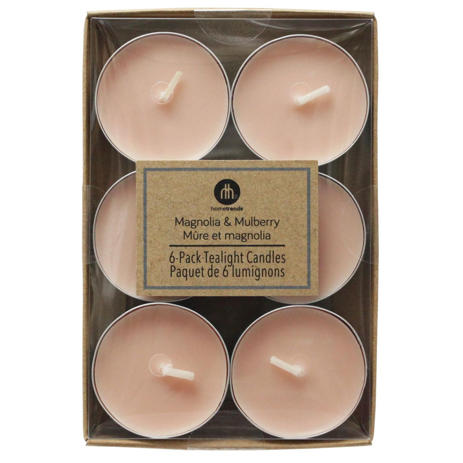 Hometrends Magnolia Mulberry Scented 6-Pack Tealight Candles,