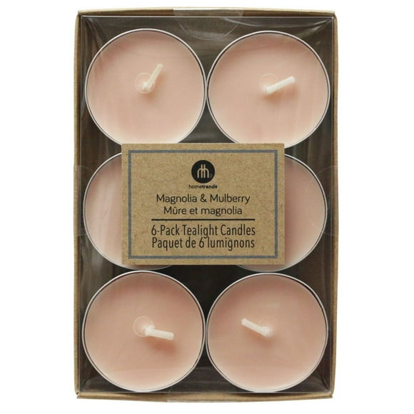 Hometrends Magnolia & Mulberry Scented 6-Pack Tealight Candles