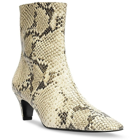 SCHUTZ Womens Dellia Snake Print Leather Mid-Calf Boots Beige 6 Medium (B,M)