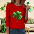 thumbnail image 5 of felwors St Patty's Day Shirt Women 2025 Casual Plus Size 3/4 Sleeve Irish Clover Shirts Funny Saint Patrick's Tunic Tops (Red, M), 5 of 7