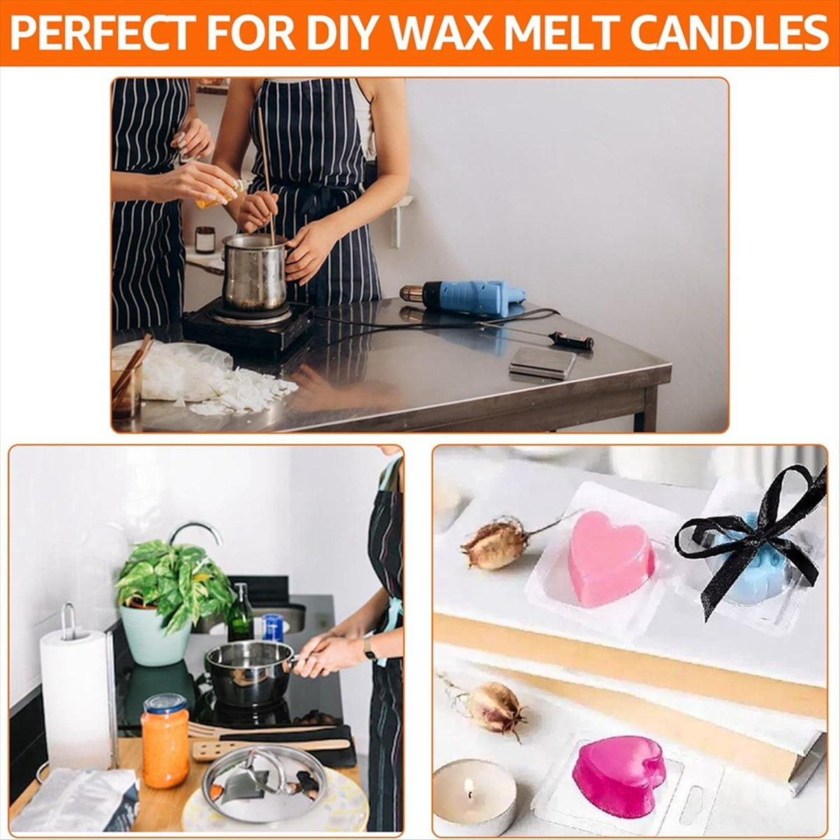 150Pack Wax Melt Container 1.3 Oz Plastic Wax Melt Set for Wax Melts Clear Wax Flip Top, Empty Candle Melt,Heart Shape