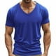 thumbnail image 2 of pstuiky Camisa de manga corta para hombre, Camiseta de manga corta con cuello en V y ventilación de color liso para hombre camisetas de hombre xl, 2 of 9
