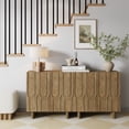 thumbnail image 2 of Nathan James Kelly Mid Century Style Credenza with Geometric Carved Doors, Entryway Storage Cabinet or Vintage Buffet Cabinet, Light Brown, 2 of 3