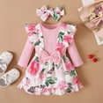 thumbnail image 2 of Mercatoo Girls Flower Long Sleeve Dress Pageant Princess Fall Dresses with Floral Headband Wedding Birthday Baptism Dress, 2 of 9