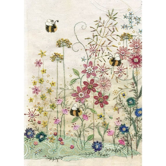 Bug Art Bumble Bees in Meadow Blank Note Card