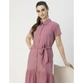 thumbnail image 5 of Moomaya Short Sleeve A-Line Shirt Collar Cotton Dress - Women's Casual Dress, 5 of 9