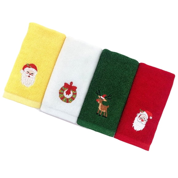 Bearachild Toallas de mano de Navidad, regalo de Año Nuevo puro, decoración de Navidad, patrón de dibujos animados bordado, toalla de encantadora Kits de decoración para fiestas Colores variados Bearachild HA045069-03