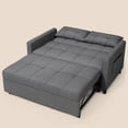 thumbnail image 3 of 53.2" 3-in-1 Convertible Futon Sofa Bed–Pull-Out Loveseat Sleeper with Adjustable Backrest, Side Organizer Pocket, Linen Fabric for Living Room – Dark Grey, 3 of 13