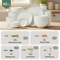 thumbnail image 5 of Homienly Wheat Straw Plates and Bowls Sets, 40 PCS Kitchen Dinnerware Sets, Unbreakable Dishes Set for Camping, Picnic, Microwave and Dishwasher Safe, Plates, Bowls, Cups, Service for 8 (White), 5 of 10