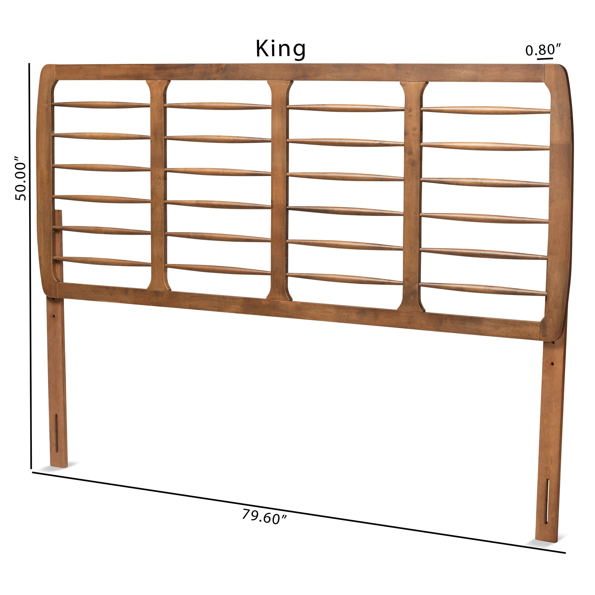 Baxton Studio Carolyn Mid-Century Back Support Rubberwood Headboard, King, Ash Walnut